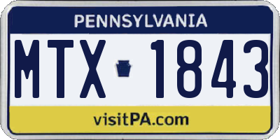 PA license plate MTX1843