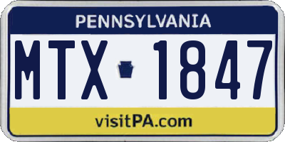 PA license plate MTX1847