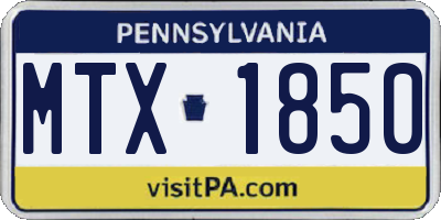 PA license plate MTX1850