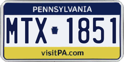 PA license plate MTX1851