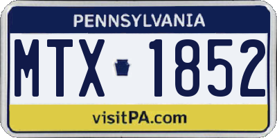 PA license plate MTX1852