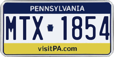 PA license plate MTX1854
