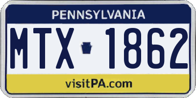 PA license plate MTX1862