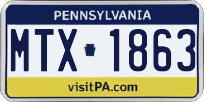 PA license plate MTX1863