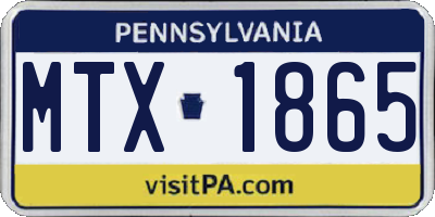 PA license plate MTX1865