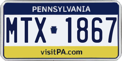PA license plate MTX1867