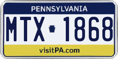 PA license plate MTX1868
