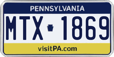 PA license plate MTX1869
