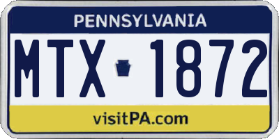 PA license plate MTX1872
