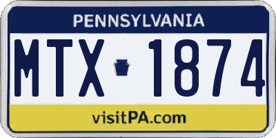 PA license plate MTX1874