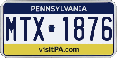 PA license plate MTX1876