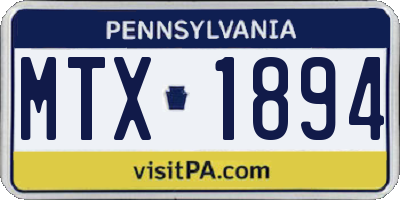 PA license plate MTX1894