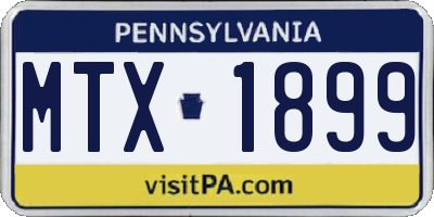PA license plate MTX1899