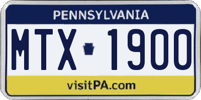 PA license plate MTX1900