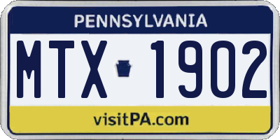 PA license plate MTX1902