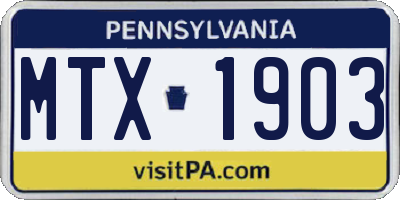 PA license plate MTX1903