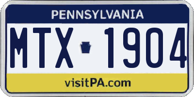 PA license plate MTX1904