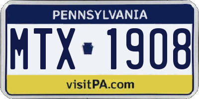 PA license plate MTX1908