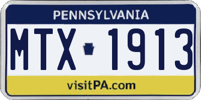 PA license plate MTX1913