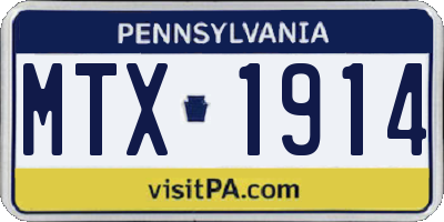 PA license plate MTX1914
