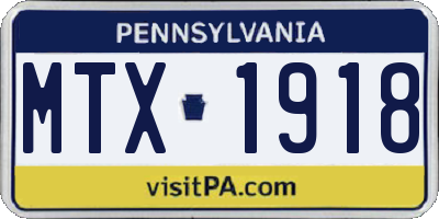 PA license plate MTX1918