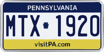 PA license plate MTX1920