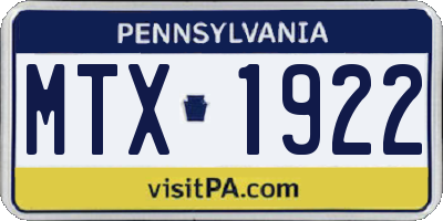 PA license plate MTX1922