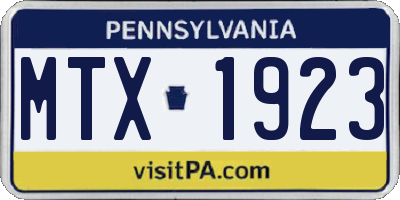 PA license plate MTX1923