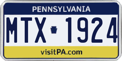 PA license plate MTX1924
