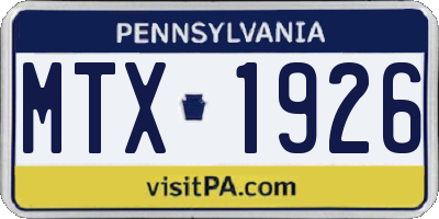 PA license plate MTX1926