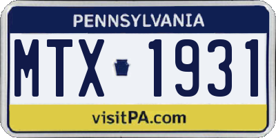 PA license plate MTX1931