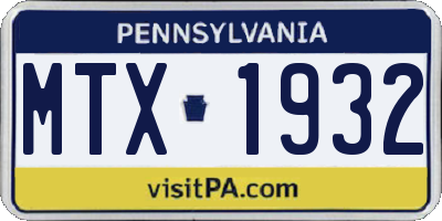 PA license plate MTX1932
