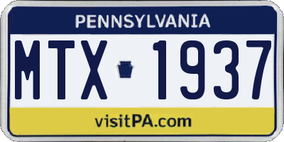 PA license plate MTX1937