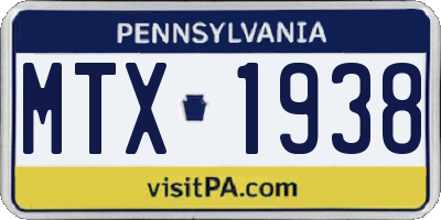 PA license plate MTX1938