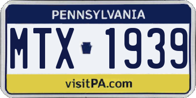 PA license plate MTX1939