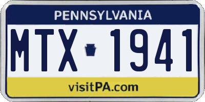 PA license plate MTX1941