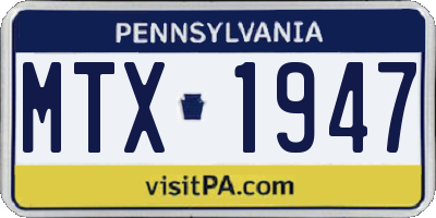 PA license plate MTX1947