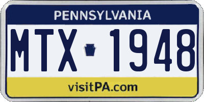 PA license plate MTX1948