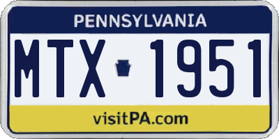 PA license plate MTX1951