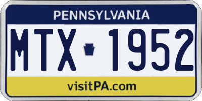 PA license plate MTX1952