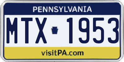 PA license plate MTX1953