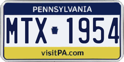 PA license plate MTX1954