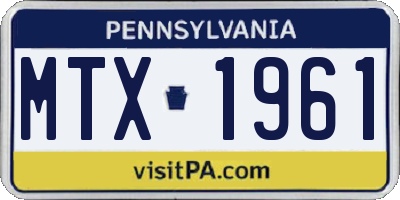 PA license plate MTX1961