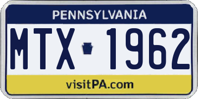 PA license plate MTX1962