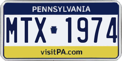 PA license plate MTX1974