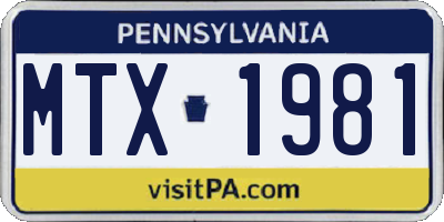PA license plate MTX1981