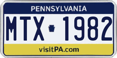 PA license plate MTX1982