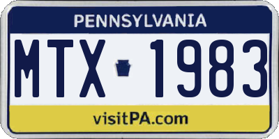 PA license plate MTX1983