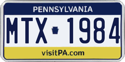 PA license plate MTX1984
