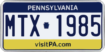 PA license plate MTX1985